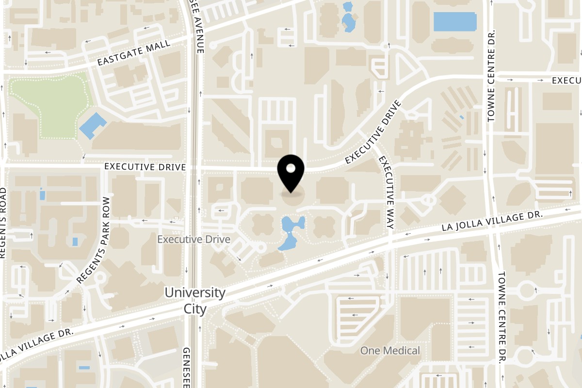 Map showing the location of Banyan Kitchen Banyan Kitchen @ The Plaza on 4365 Executive Dr Suite 150 in San Diego